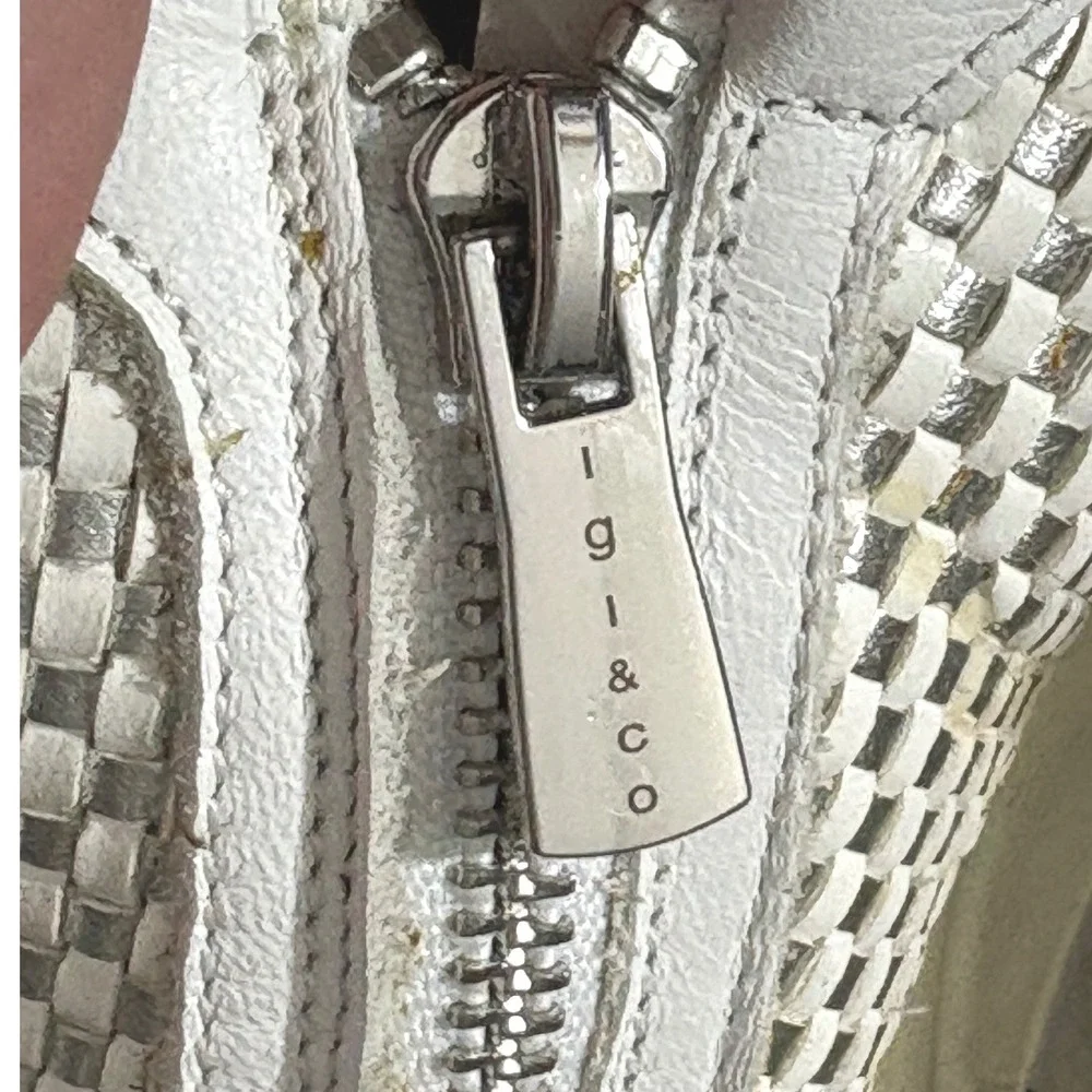Igi&Co Woven Leather White Metallic Comfort Sneakers‎ Italy sz 9